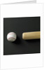 Directly-above view of a bat and a ball in a row by Anonymous