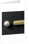 Directly-above view of a bat and a ball in a row by Anonymous
