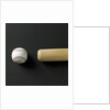 Directly-above view of a bat and a ball in a row by Anonymous