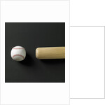 Directly-above view of a bat and a ball in a row by Anonymous