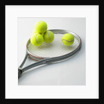 A tennis racket and balls by Anonymous