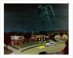 Death looming over suburban house by Anonymous