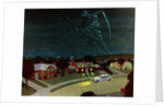 Death looming over suburban house by Anonymous