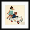 Children playing with toy fire engine by Anonymous