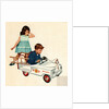 Children playing with toy fire engine by Anonymous