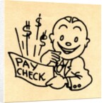 Happy employee holding paycheck by Anonymous