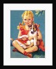 Girl holding collie puppy by Anonymous