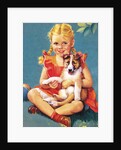 Girl holding collie puppy by Anonymous