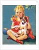 Girl holding collie puppy by Anonymous