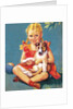 Girl holding collie puppy by Anonymous