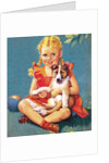Girl holding collie puppy by Anonymous