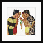 Young men admiring woman in bathing suit by Anonymous