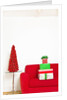 Stack of Christmas gifts on sofa by Anonymous