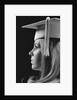 Profile blond female graduate wearing white mortarboard by Anonymous