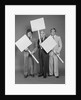 Trio of businessmen carrying blank signs by Anonymous