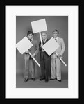 Trio of businessmen carrying blank signs by Anonymous