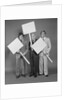 Trio of businessmen carrying blank signs by Anonymous