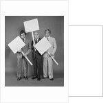 Trio of businessmen carrying blank signs by Anonymous
