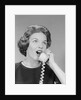 Excited woman talking on telephone by Anonymous