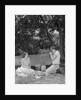 Teenage couple picnic boy taking photograph of girl outdoors by Anonymous