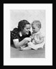 Woman mother smiling sitting playing with baby daughter by Anonymous