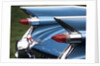 Detail fins rear tail lights blue cadillac auomobile by Anonymous