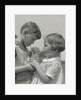 Children boy girl sharing drinking glass using straws by Anonymous