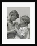 Children boy girl sharing drinking glass using straws by Anonymous