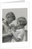 Children boy girl sharing drinking glass using straws by Anonymous