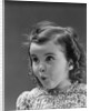 Portrait brunette little girl with surprised amazed facial expression by Anonymous