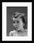 Portrait brunette little girl with surprised amazed facial expression by Anonymous