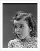 Portrait brunette little girl with surprised amazed facial expression by Anonymous