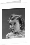 Portrait brunette little girl with surprised amazed facial expression by Anonymous