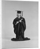 Girl wearing graduation cap gown holding diploma by Anonymous