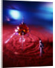 Silver space man astronaut alien walking in red sand to spacecraft by Anonymous