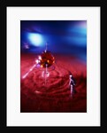 Silver space man astronaut alien walking in red sand to spacecraft by Anonymous