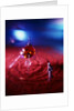 Silver space man astronaut alien walking in red sand to spacecraft by Anonymous