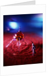 Silver space man astronaut alien walking in red sand to spacecraft by Anonymous