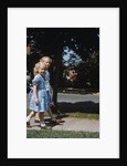 Two blond girls wearing blue dresses on the first day of school by Anonymous