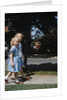 Two blond girls wearing blue dresses on the first day of school by Anonymous