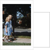 Two blond girls wearing blue dresses on the first day of school by Anonymous