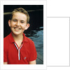 Portrait young boy in red shirt smiling by Anonymous