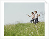 Young teen couple boy girl running field wildflowers by Anonymous