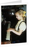 Little blond girl playing practicing the piano by Anonymous