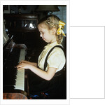 Little blond girl playing practicing the piano by Anonymous