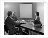 Three executive businessmen conference table audiovisual presentation by Anonymous