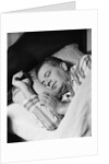 Man asleep sleeping in bed wearing pajamas by Anonymous