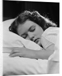 Girl sleeping head on pillow by Anonymous