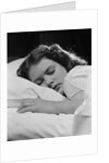 Girl sleeping head on pillow by Anonymous