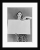 Woman holding blank poster sign hand pointing from top by Anonymous